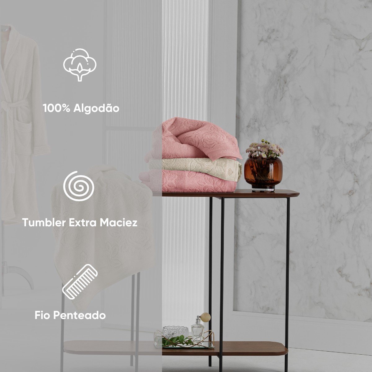 Toalha de Banho Fio Penteado Lady Appel Home - Rosê Misty