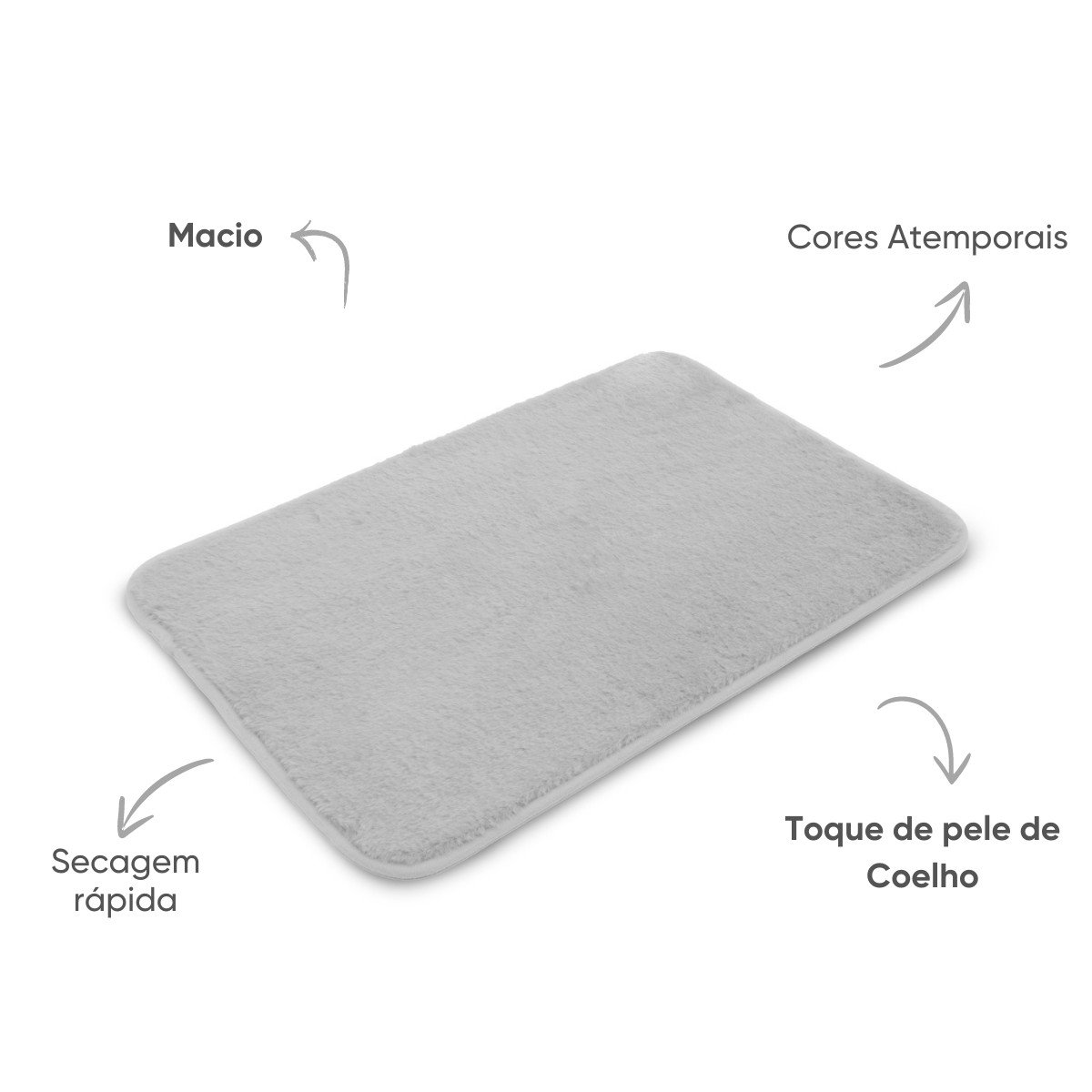 Tapete Antiderrapante 50 x 70 cm Fluffy Appel Home - Cinza Nuvem
