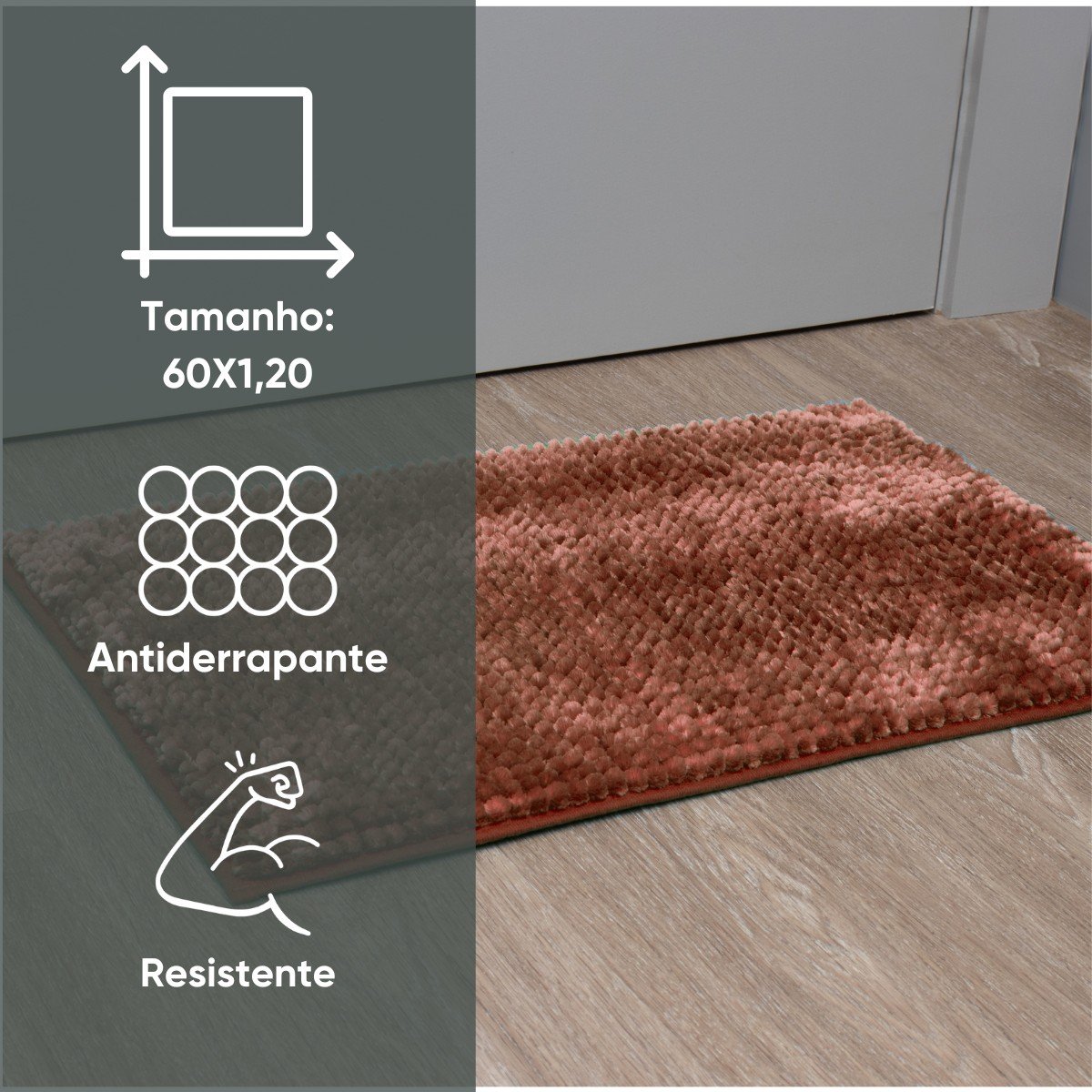Tapete Antiderrapante 60 x 120 cm Soft Shine Appel Home - Henna