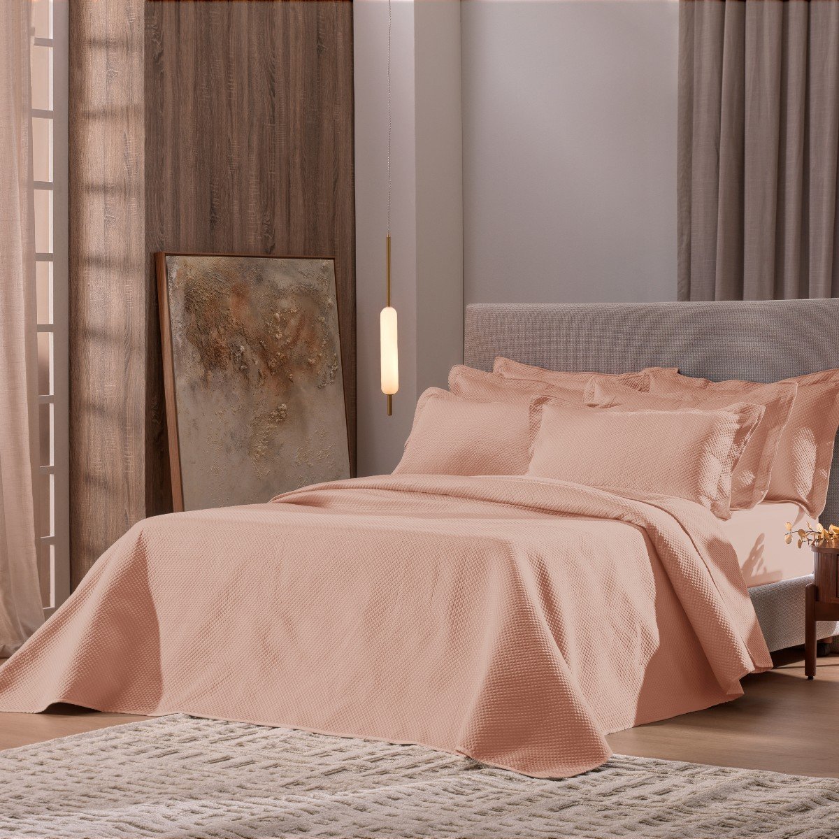 Kit Colcha Queen com 2 Porta Travesseiros Cetinatto Appel Home - Henna