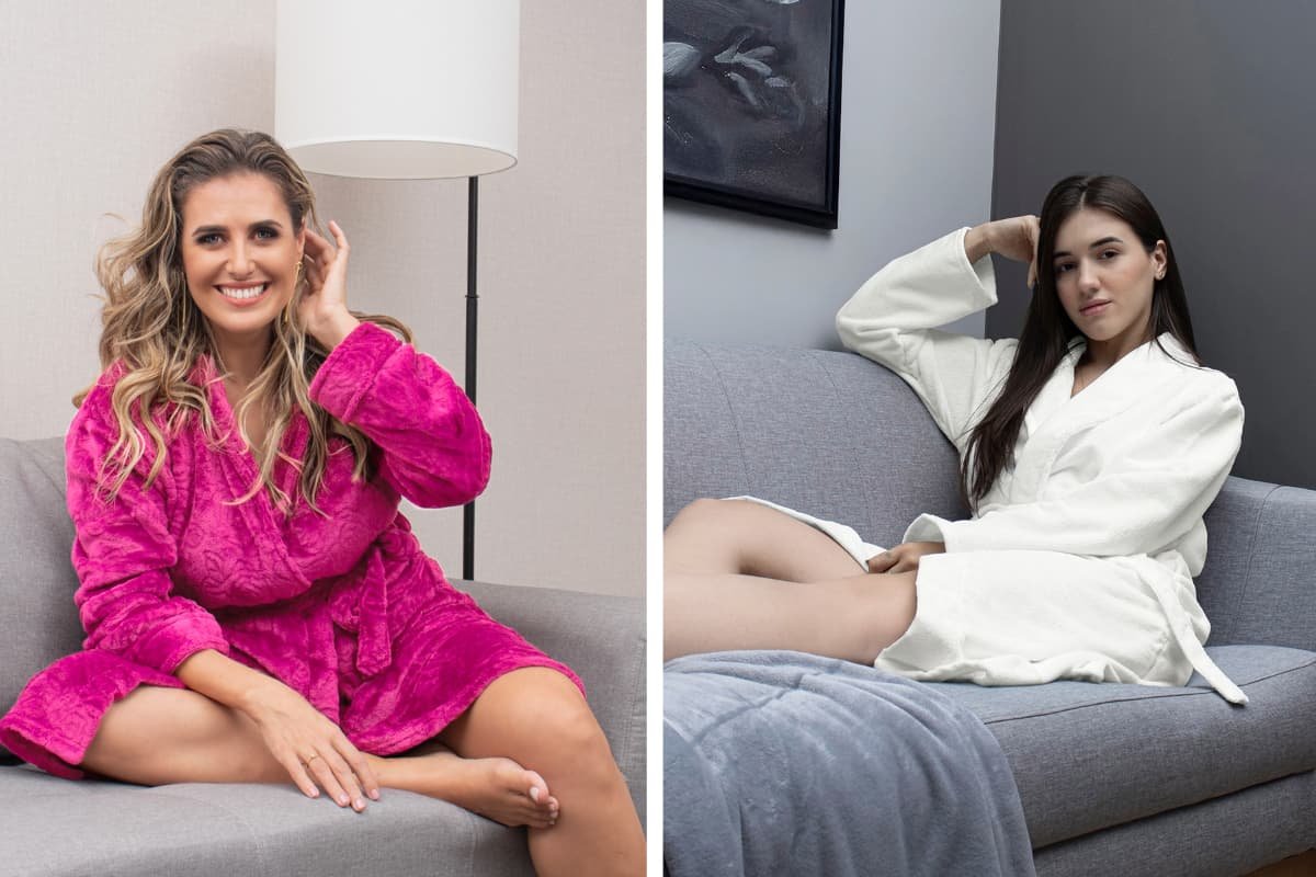 mulheres usando roup&atilde;o de banho