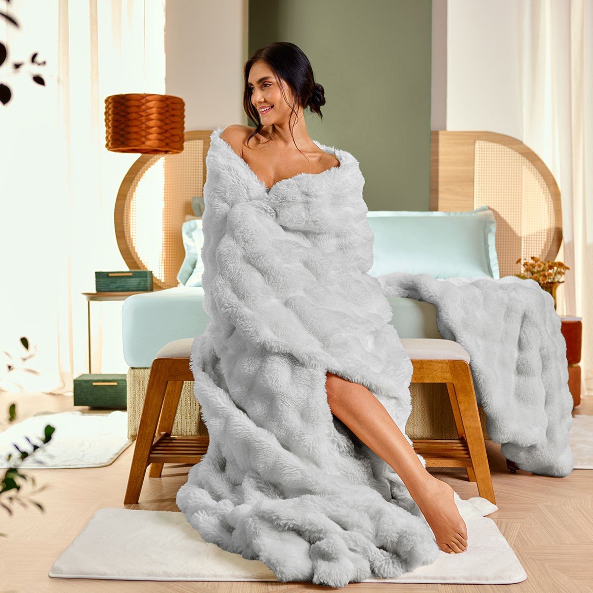 Manta Queen com Toque de Coelho Extra Macia - Blanket Fluffy