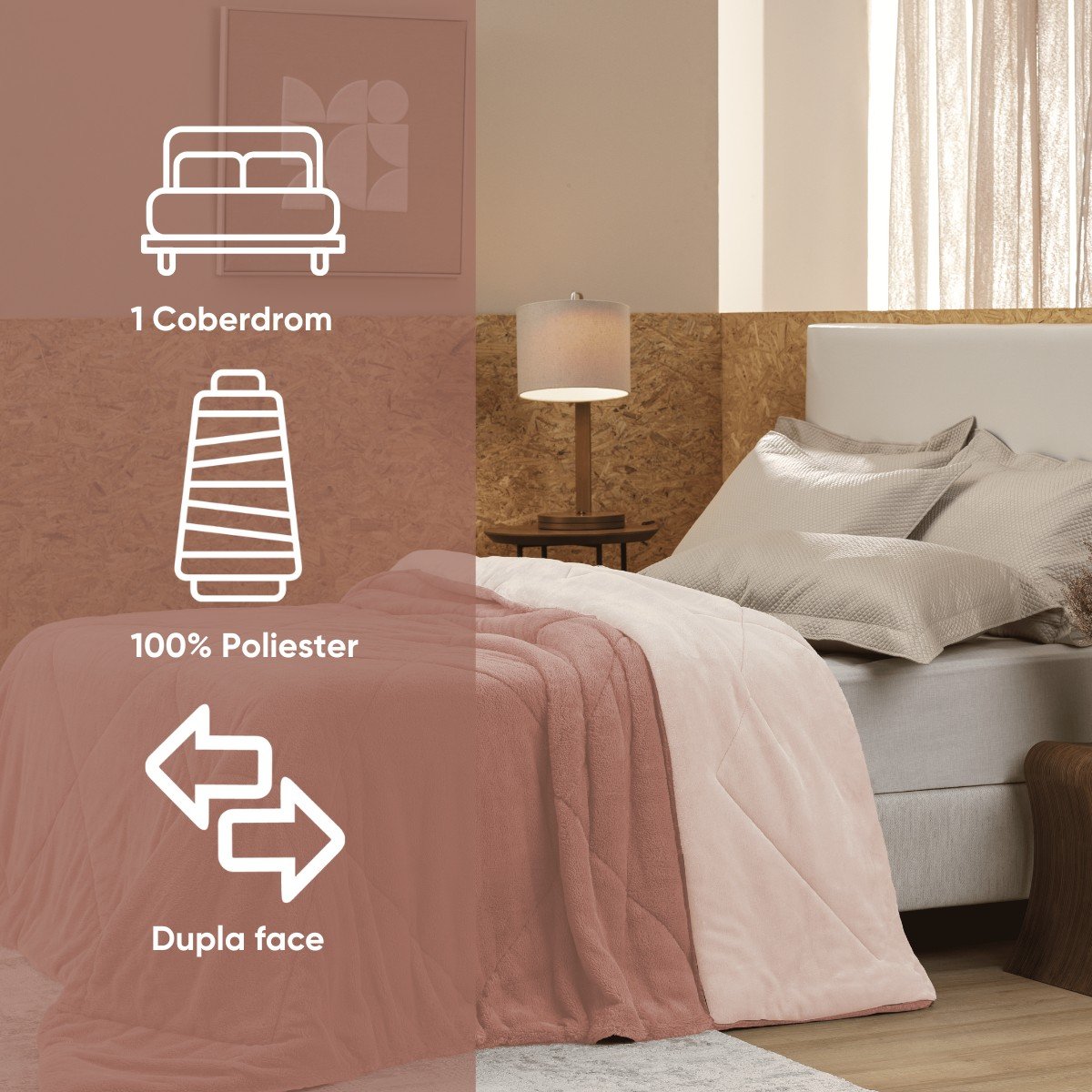 Coberdrom Microfibra Queen Dupla Face Peles Toccare Appel Home